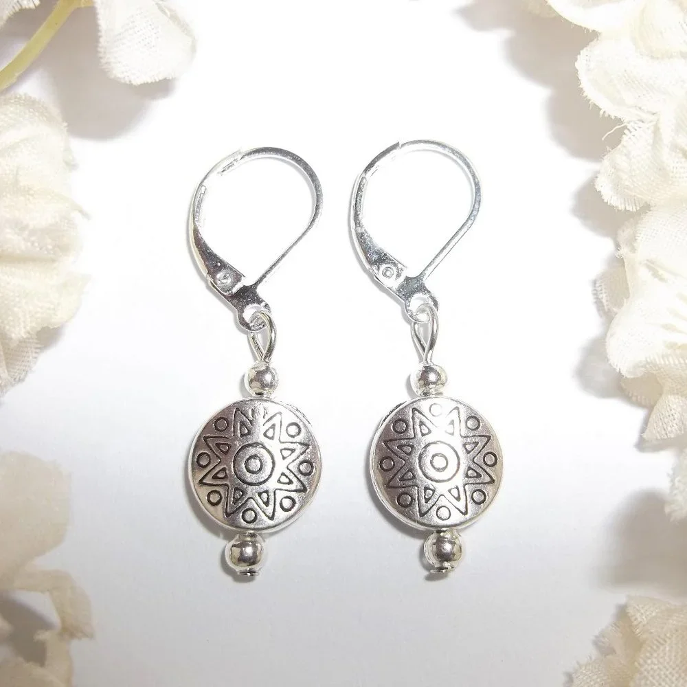 Silver Boho Earrings Small Minimalist Style Jewelry Handmade Beaded Gift A434